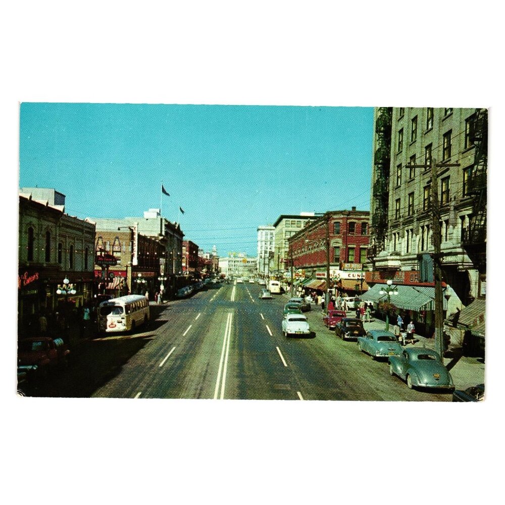 Douglas Street Victoria BC Looking North From Fort Street Vintage Postcard